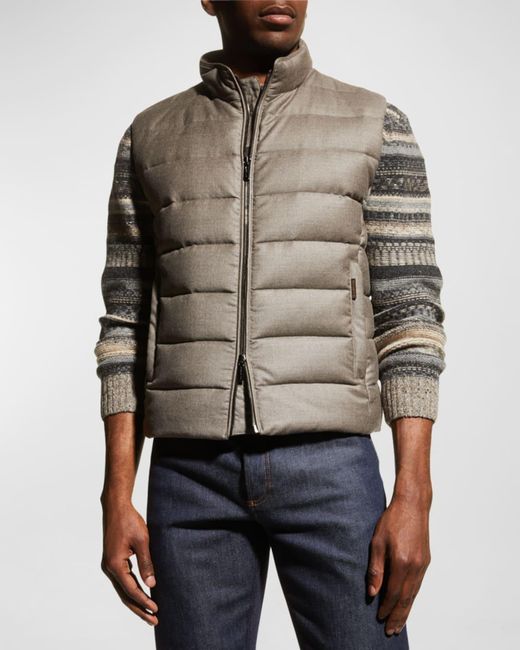 Moorer Gray Apos;S Flannel Down Vest for men