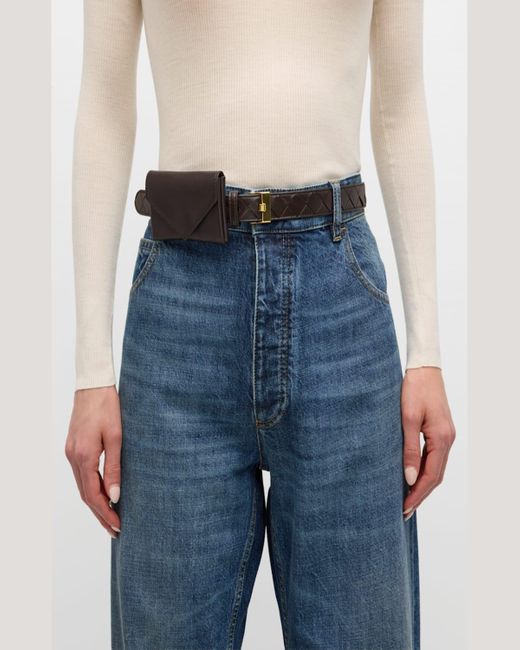 Bottega Veneta Multicolor Woven Leather Belt With Wallet