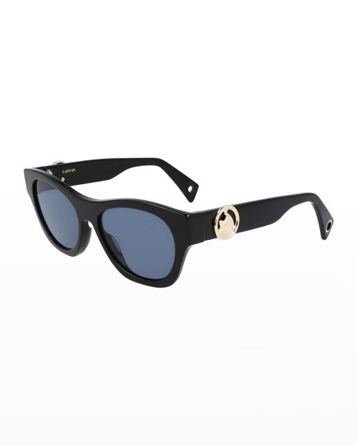 Lanvin Blue Mother & Child Logo Rectangle Acetate Sunglasses