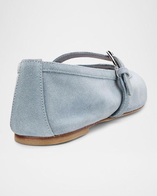 Stuart Weitzman Blue Sai Suede Ballet Flats