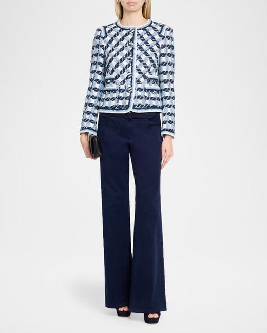 Maison Common Blue Textured Cotton Multi-Weave Jacket