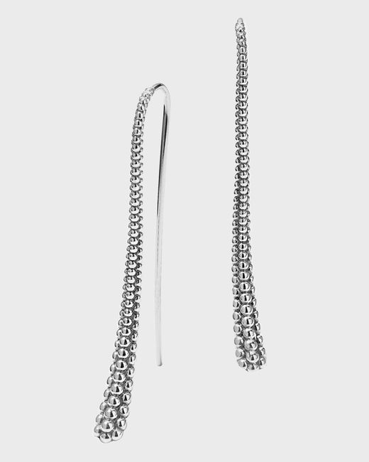 Lagos White Linear Caviar Wire Drop Earrings