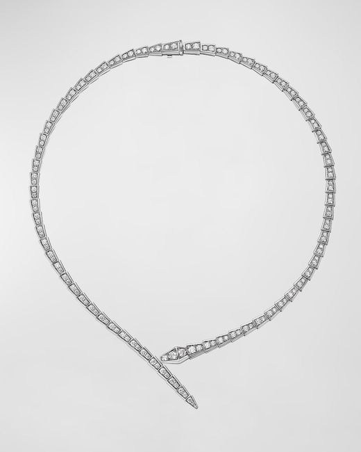 BVLGARI White Serpenti Viper 18K Pavé Diamond Necklace