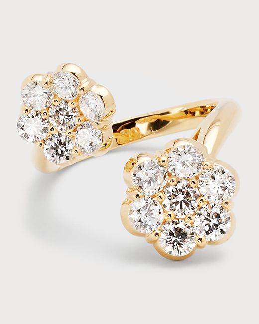 Bayco Metallic 18k Yellow Gold Flower Diamond Bypass Ring, Size 6 And 7