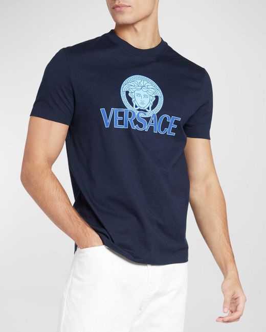 Versace Blue Medusa Logo T-Shirt for men