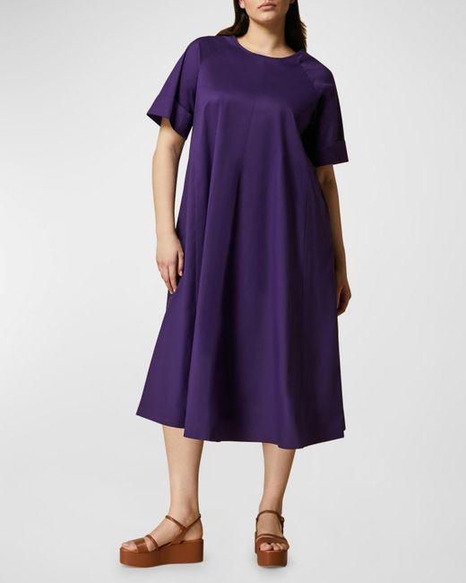 Marina Rinaldi Purple Plus Size Biagio Cotton Poplin Midi Dress