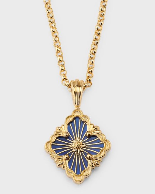 Buccellati Metallic Opera Tulle Pendant Necklace In Blue And 18k Yellow Gold,