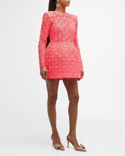 Bronx and Banco Red Casey Floral Lace Fit-&-Flare Mini Dress