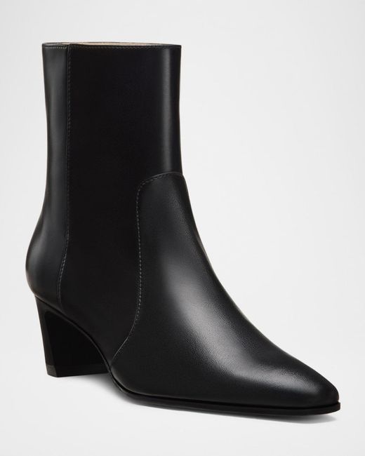 Stuart Weitzman Black 50Mm Stassi Leather Zip Booties