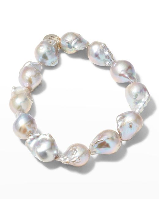 Margo Morrison Metallic 5th Avenue Baroque Pearl Stretch Bracelet