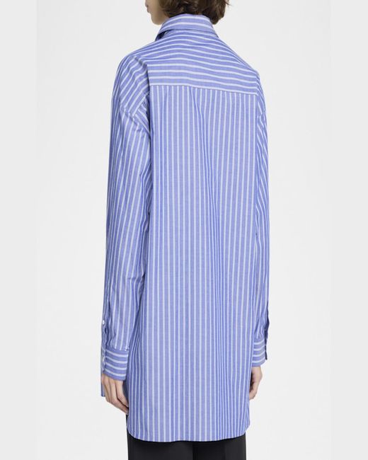 The Row Blue Luka Stripe Button Down Shirt