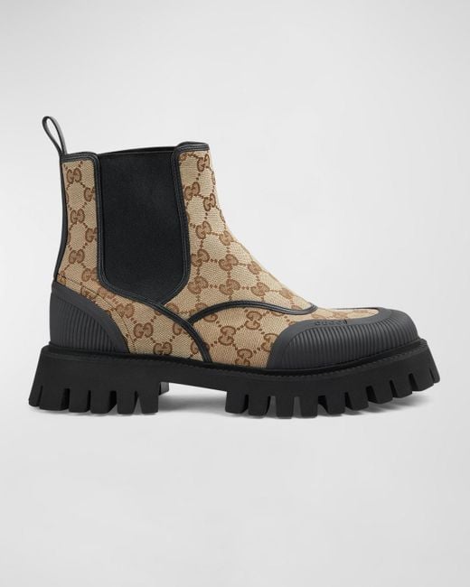 Gucci Black Novo Canvas Ankle Boots for men