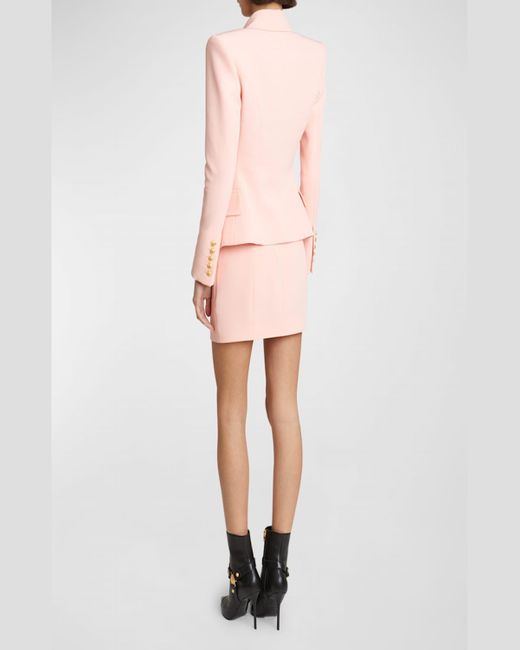 Balmain Pink 6-Button Crepe Double-Breasted Jacket