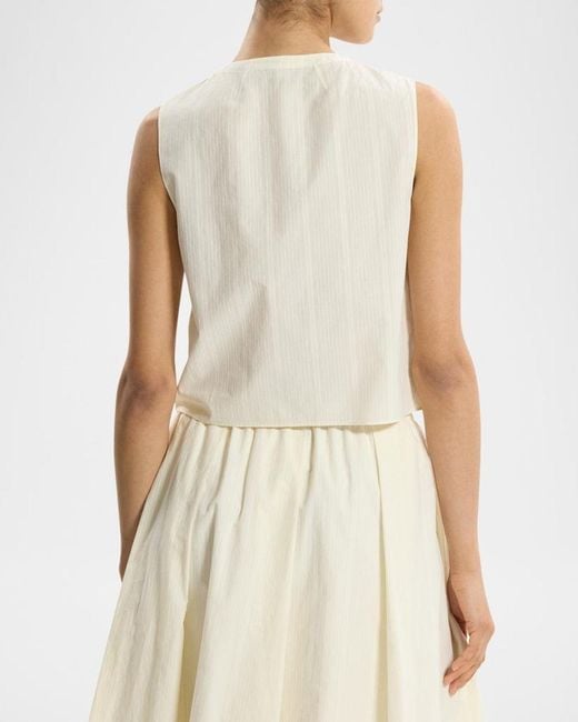 Theory Natural Sleeveless Button-Front Top