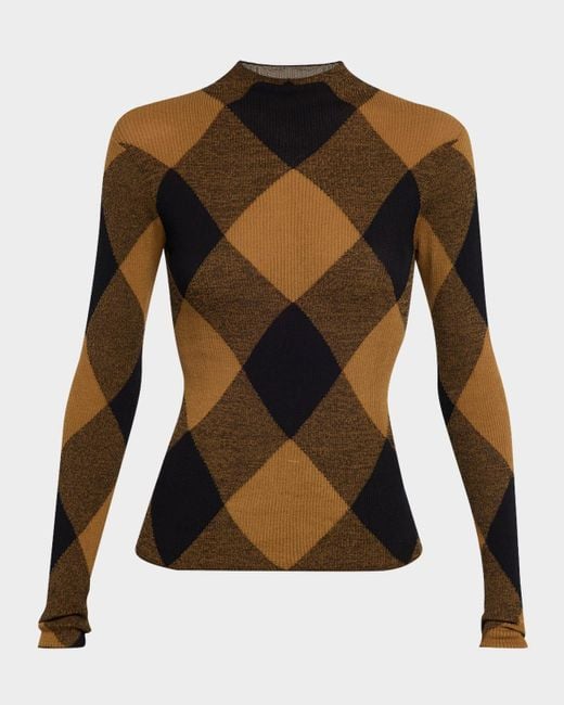 A.L.C. Black Hugh Check Mock-Neck Top