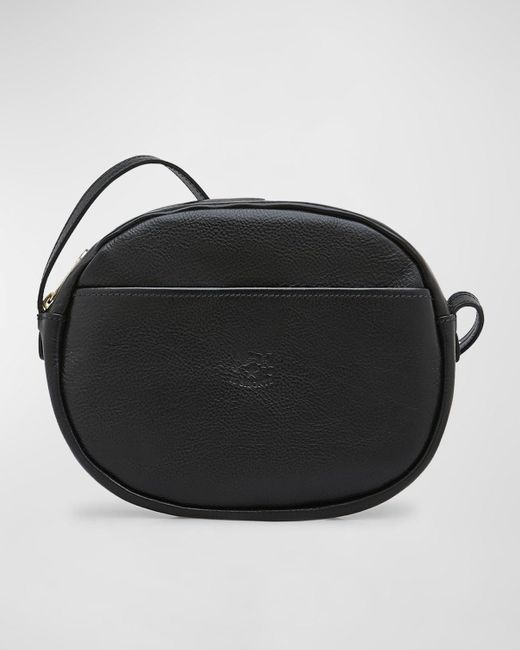Il Bisonte Black Rubino Round Vacchetta Leather Crossbody Bag