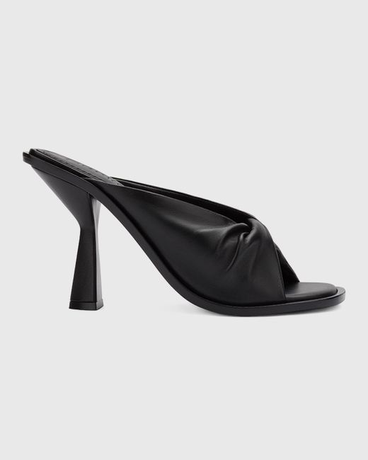 MERCEDES CASTILLO Black Tina Leather Twist Slide Sandals