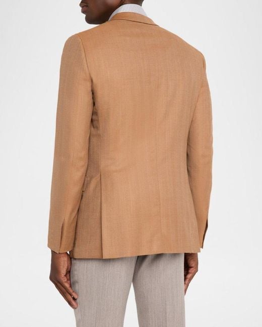 Brioni Brown Apos;S Single-Breasted Herringbone Blazer for men