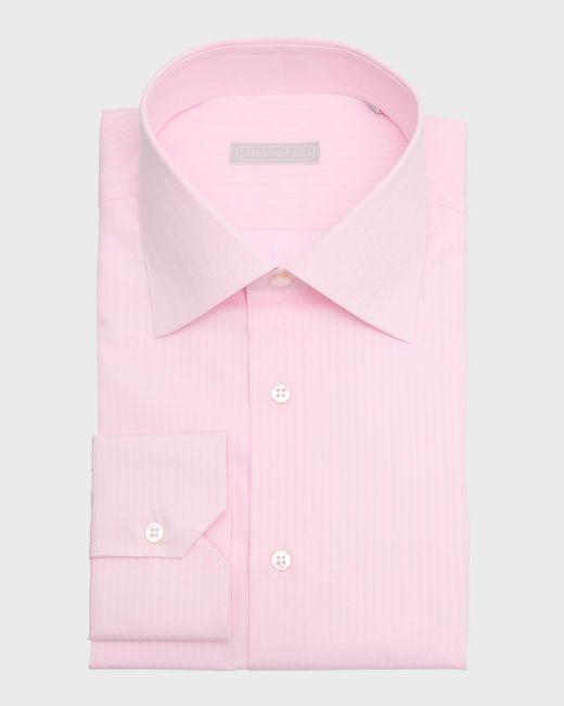Stefano Ricci Pink Cotton Tonal Stripe Dress Shirt for men
