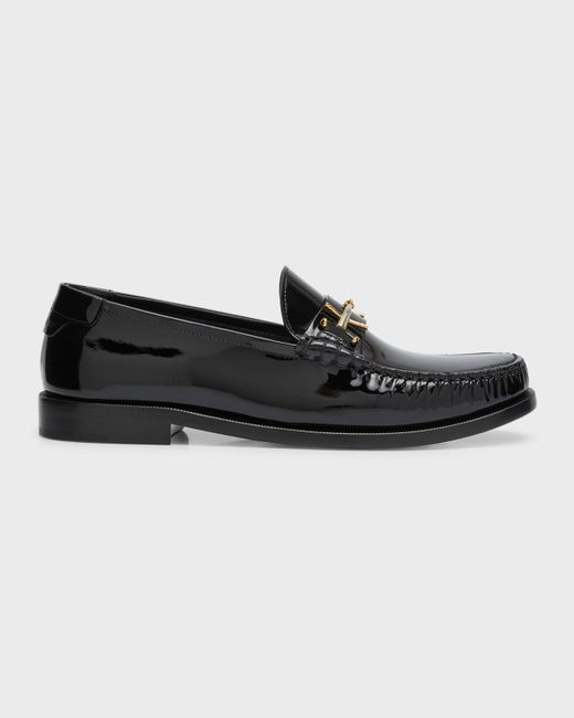 Saint Laurent Le Patent Leather Loafers in Black | Lyst