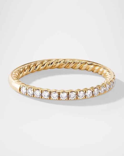 David Yurman Metallic Dy Eden Partway Band Ring With Diamonds In 18k Gold, 1.85mm