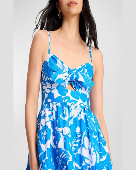 Kate Spade Blue Irene Tiered Floral-Print Maxi Dress
