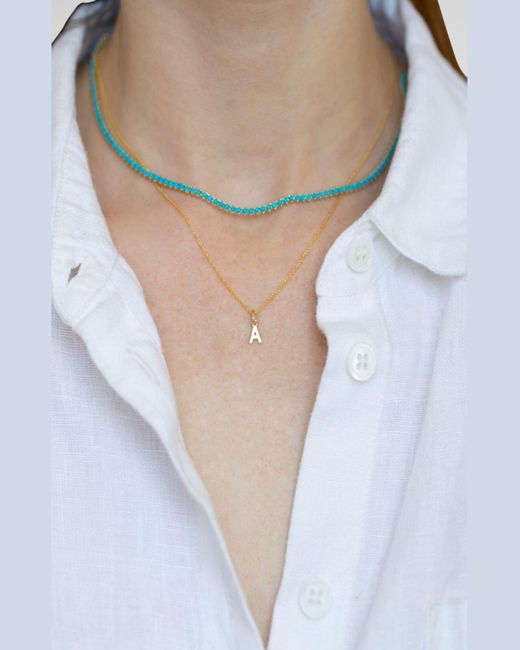 Jennifer Meyer Blue 18k Turquoise 3-prong Tennis Necklace
