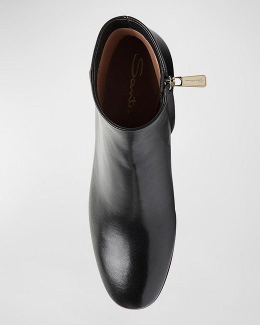 Santoni Black 50mm Side-zip Leather Booties