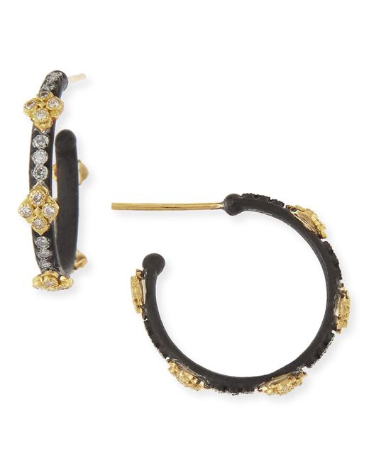 Armenta Metallic Small Midnight Hoop Earrings With Gold & Diamond Crivelli