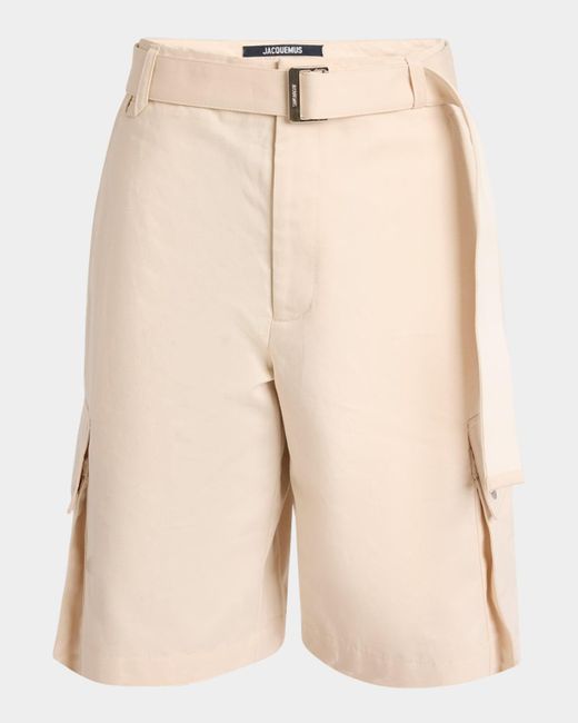 Jacquemus Natural Cargo Bermuda Shorts for men