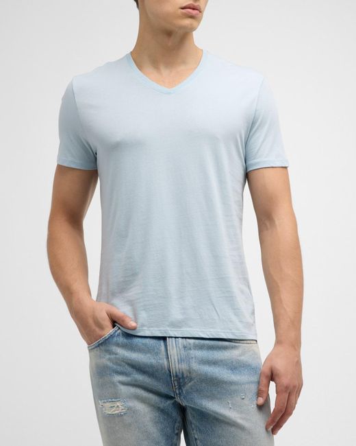 ATM Blue Classic Jersey V-neck T-shirt for men