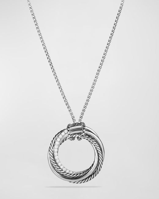 David Yurman White Crossover Pendant Necklace With Diamonds