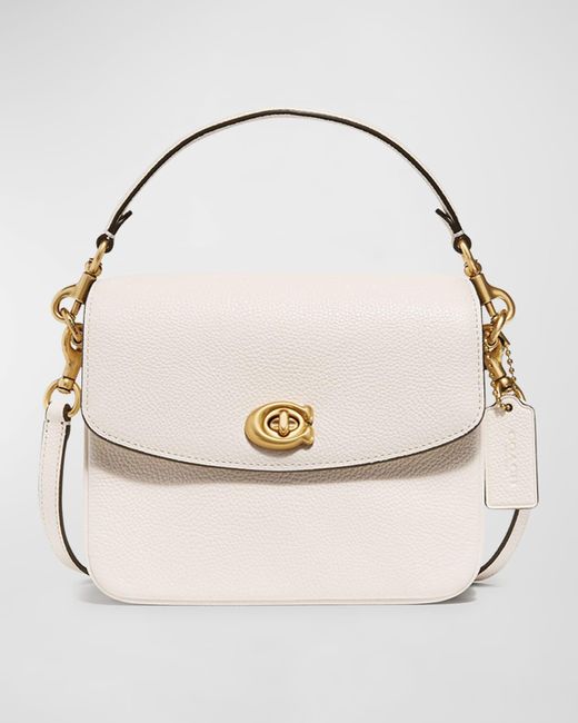 COACH Natural Pebbled Leather Flap-Top Chain Crossbody Bag