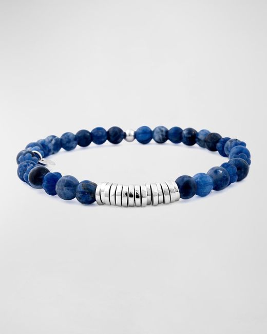 Tateossian Blue Sodalite Bead Bracelet for men