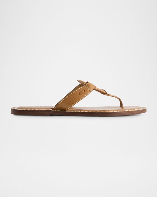 Bernardo White Matrix Leather Flat Thong Sandals