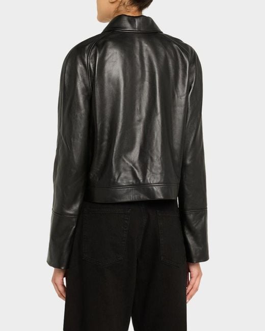 FRAME Black The Leather Zip Jacket