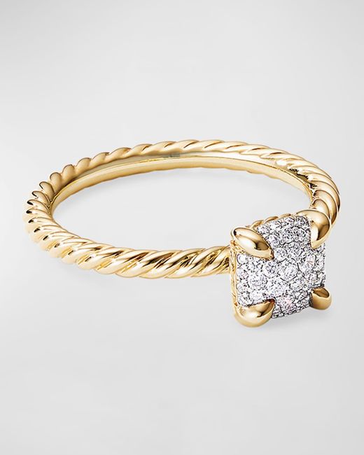 David Yurman Metallic Chatelaine Ring In 18k Yellow Gold With Full Pave Diamonds, Size 8