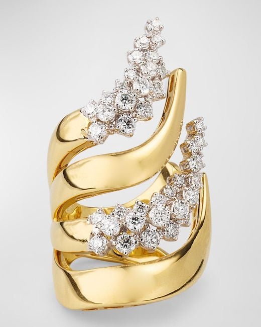 YEPREM Metallic 18k Gold Strada Diamond Ring, Size 6.25