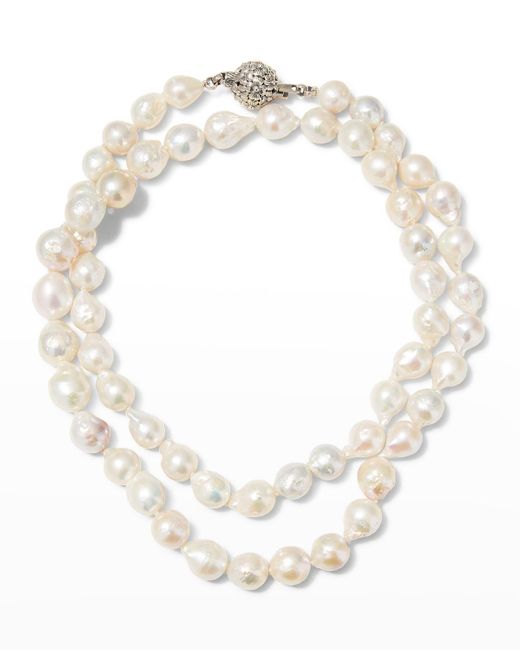 Stephen Dweck White Baroque Pearl Necklace With Citrine Station