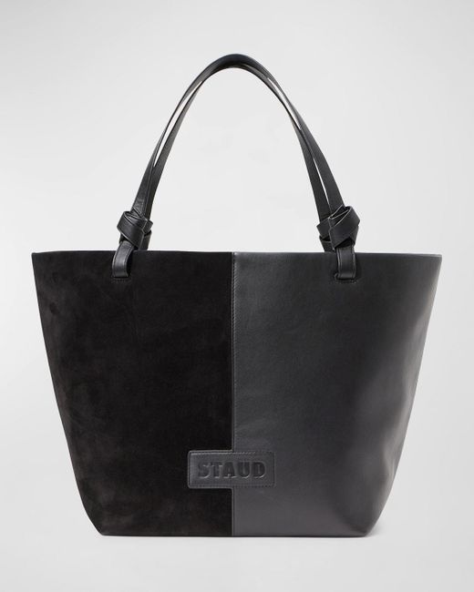 Staud Black Ida Suede & Leather Tote Bag