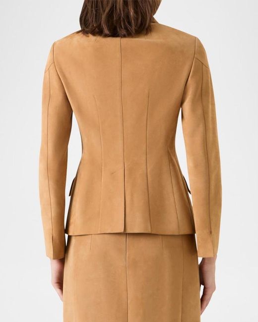 Akris Brown Delia Suede Fitted Jacket