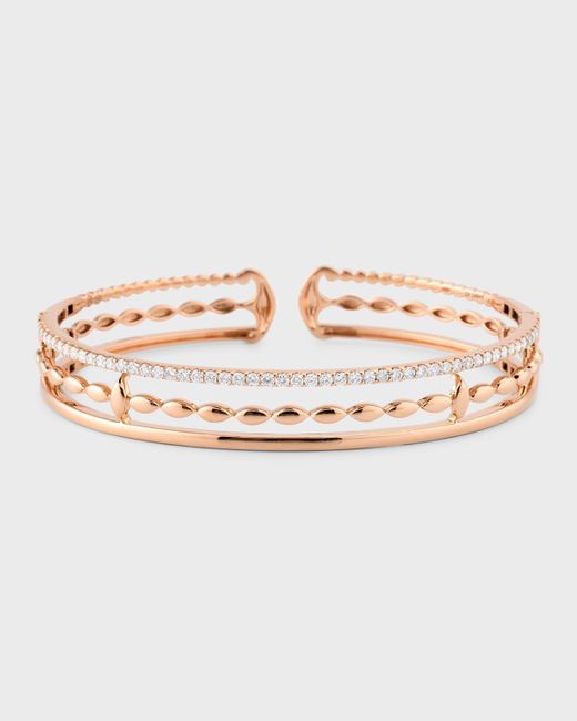 Etho Maria White 18k Pink Gold 3 Row Bracelet With Diamonds
