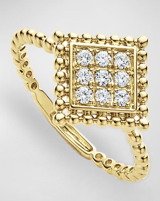 Lagos Metallic 18k Covet Diamond Large Pave Center Stack Ring, Size 7