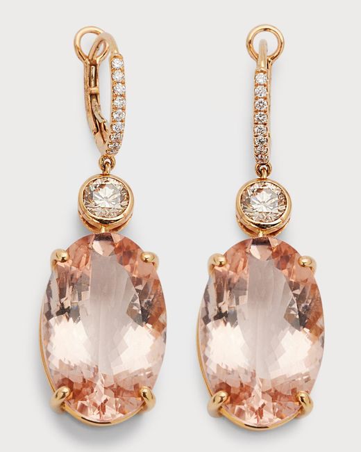 Alexander Laut Natural 18k Rose Gold Earrings With Vs/gh Diamonds And Morganite