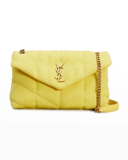 Saint Laurent Yellow Toy Loulou Puffer Quilted Canvas Crossbody Bag