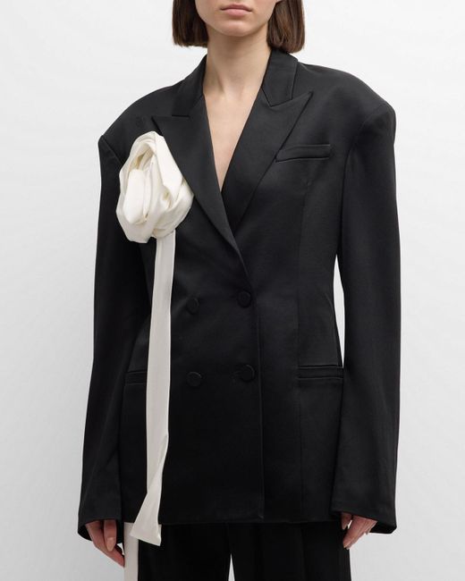 Hellessy Black Daniel Corsage Double-Breasted Blazer Jacket