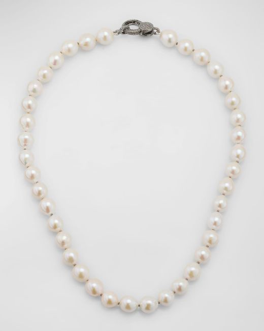 Margo Morrison White Edison Freshwater Pearl Necklace With Diamond Clasp, 18"L