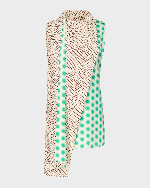 Diane von Furstenberg Green X Henry Zankov Mulberry Dotted Drape Top