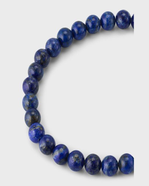Jan Leslie Blue Lapis Lazuli Beaded Stretch Bracelet for men