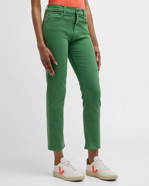 Mother Green The Mid Rise Rider Ankle Jeans